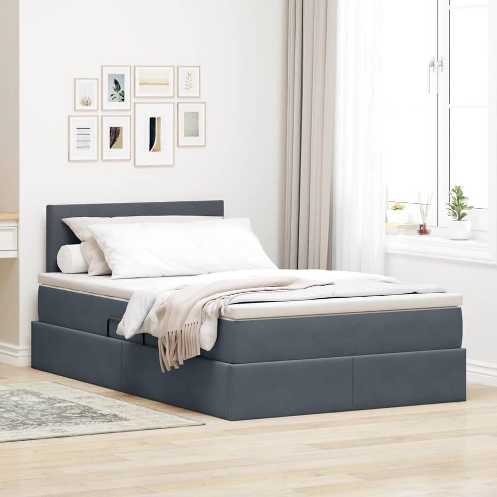 Bett mit Stauraum und LED Dunkelgrau 120x190 cm