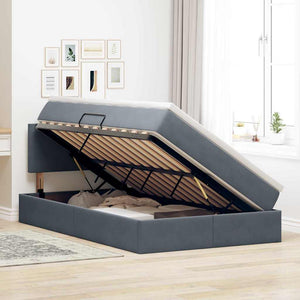 Bett mit Stauraum und LED Dunkelgrau 120x190 cm