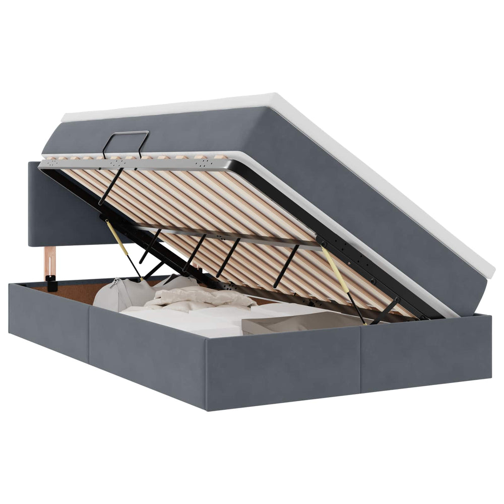 Bett mit Stauraum und LED Dunkelgrau 120x190 cm