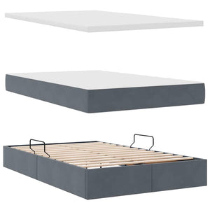 Bett mit Stauraum und LED Dunkelgrau 120x190 cm