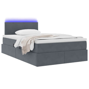 Bett mit Stauraum und LED Dunkelgrau 120x190 cm