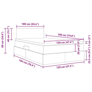 Bett mit Stauraum und LED Dunkelgrau 120x190 cm