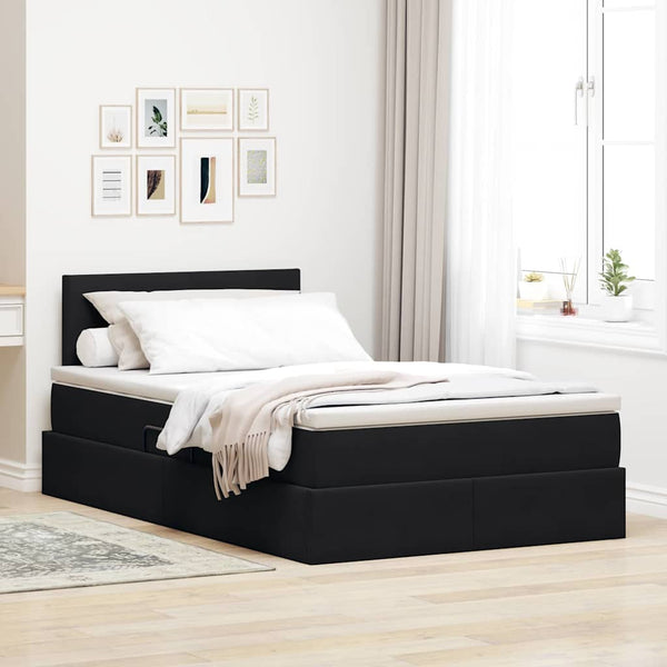 Bett mit Stauraum LED Schwarz 120x190 cm Samt