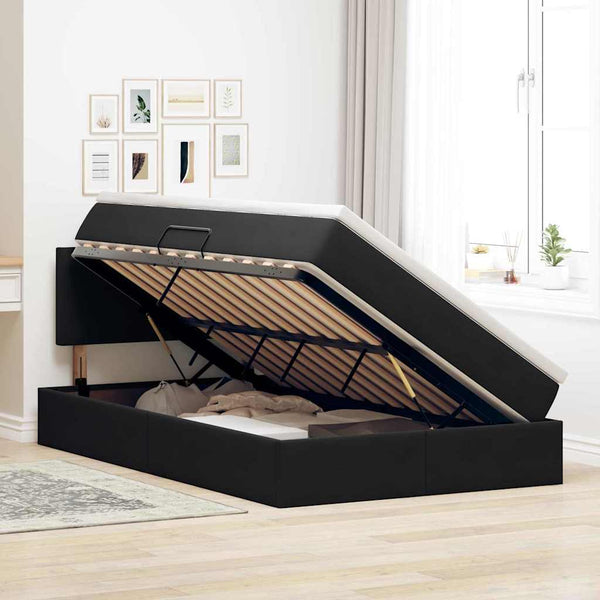 Bett mit Stauraum LED Schwarz 120x190 cm Samt