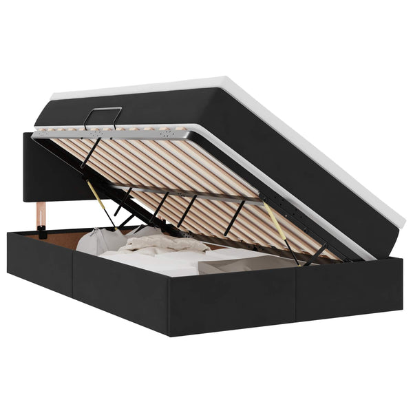 Bett mit Stauraum LED Schwarz 120x190 cm Samt