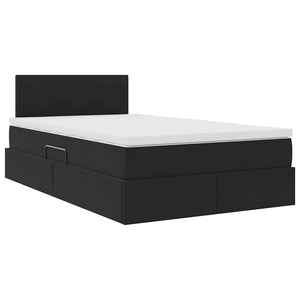 Bett mit Stauraum LED Schwarz 120x190 cm Samt
