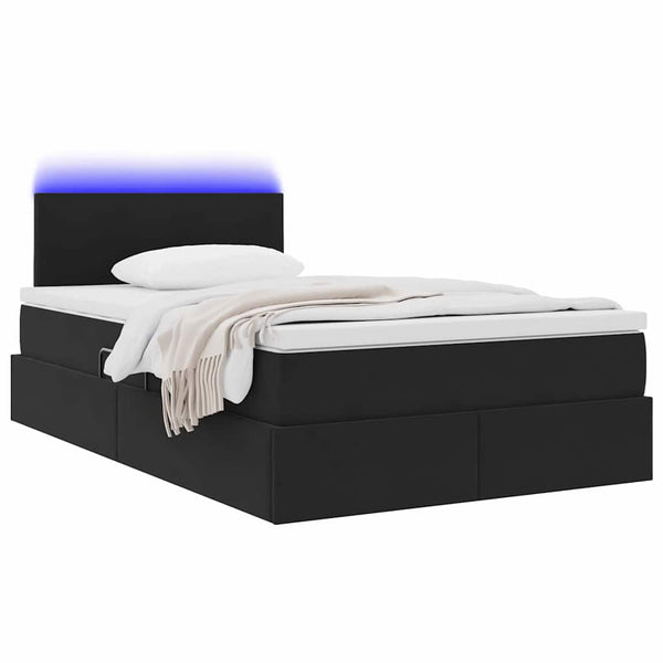 Bett mit Stauraum LED Schwarz 120x190 cm Samt