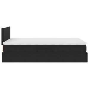 Bett mit Stauraum LED Schwarz 120x190 cm Samt