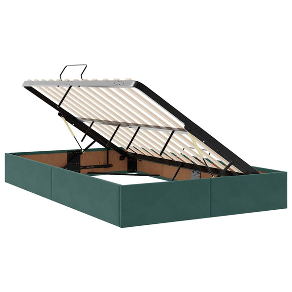 Bett mit Stauraum LED Dunkelgrün Samt 120x190