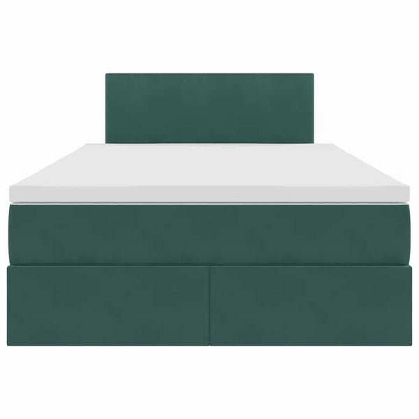 Bett mit Stauraum LED Dunkelgrün Samt 120x190