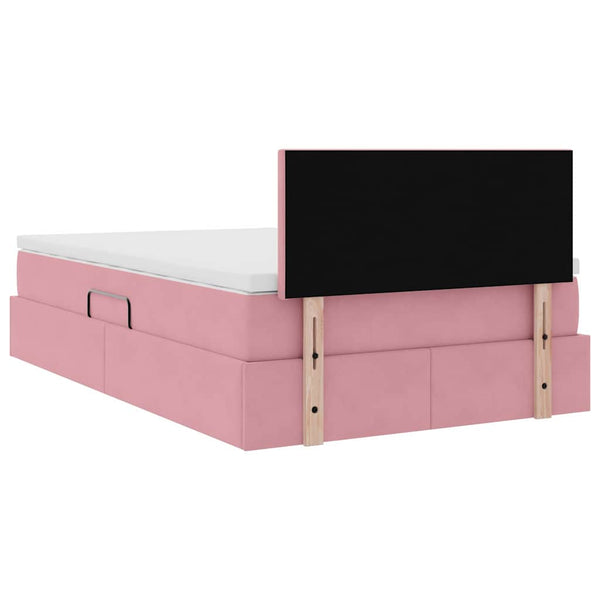 Rosa Samt Bett mit Stauraum & LED 120x190
