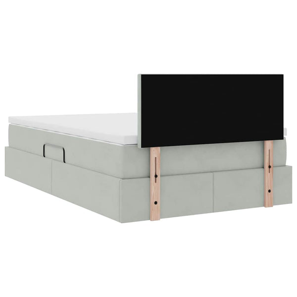 Bett mit Stauraum und LED Hellgrau 120x200 cm