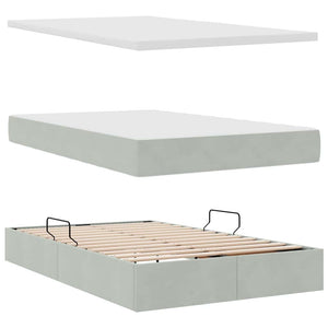 Bett mit Stauraum und LED Hellgrau 120x200 cm