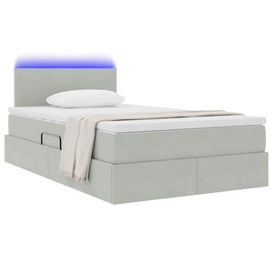 Bett mit Stauraum und LED Hellgrau 120x200 cm