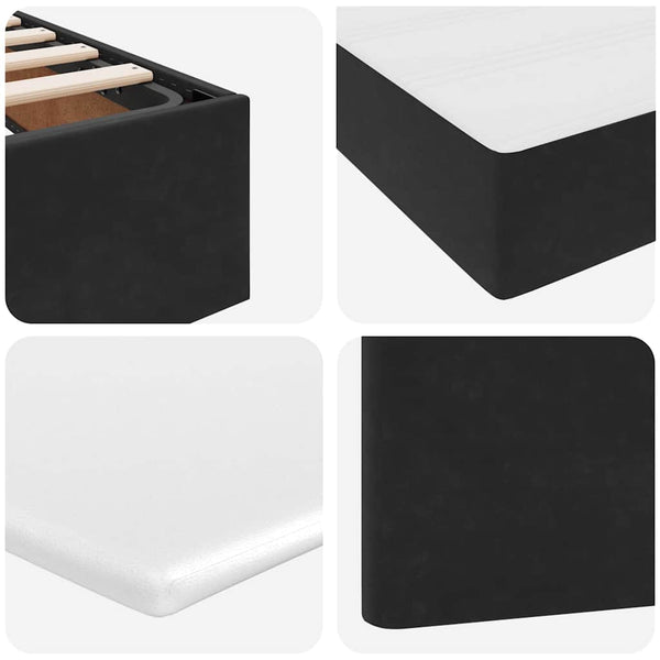 Schwarzes Samt Bett mit Stauraum und LED 120x200