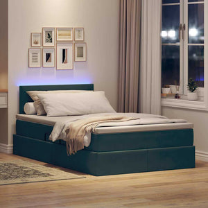 Bett mit Stauraum LED Dunkelgrün 120x200cm Samt