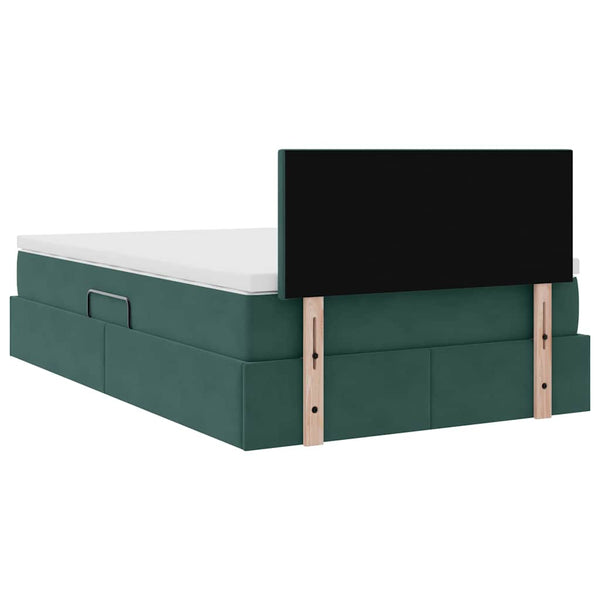 Bett mit Stauraum LED Dunkelgrün 120x200cm Samt