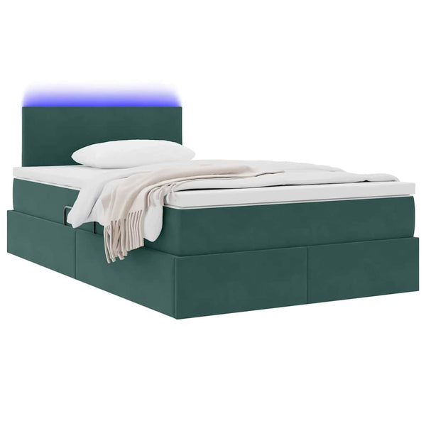 Bett mit Stauraum LED Dunkelgrün 120x200cm Samt