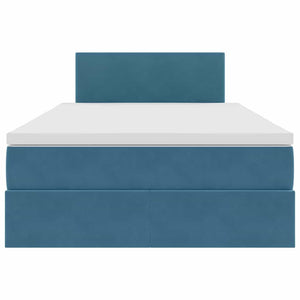 Bett mit Stauraum LED Dunkelblau 120x200 cm