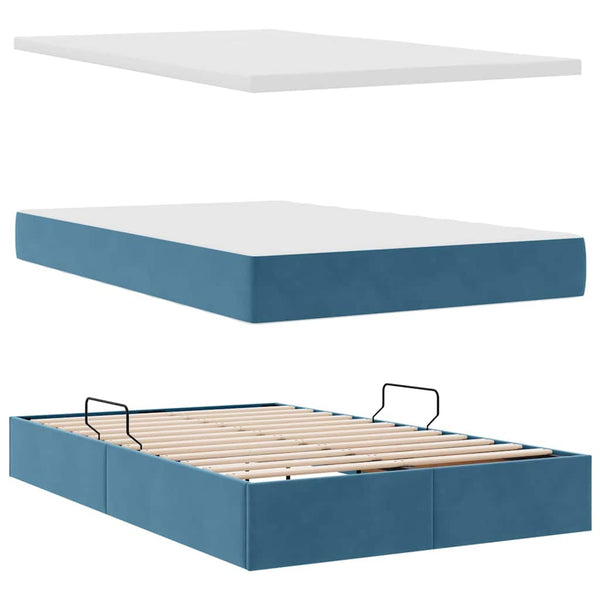 Bett mit Stauraum LED Dunkelblau 120x200 cm