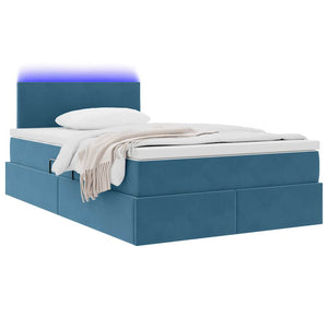 Bett mit Stauraum LED Dunkelblau 120x200 cm
