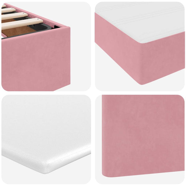 Bett mit Stauraum, LED & Matratze Rosa Samt 120x200