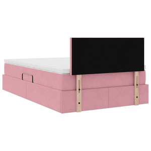 Bett mit Stauraum, LED & Matratze Rosa Samt 120x200