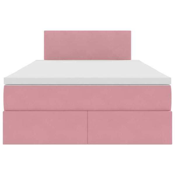 Bett mit Stauraum, LED & Matratze Rosa Samt 120x200