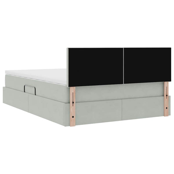 vidaXL Bed with Storage and LED Light Grey 140 x 190 cm Velvet