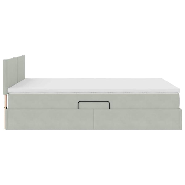 vidaXL Bed with Storage and LED Light Grey 140 x 190 cm Velvet