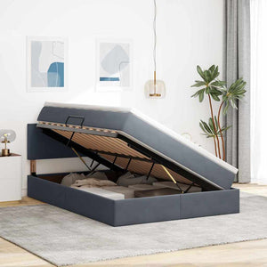 vidaXL Storage Bed with LED Dark Grey 140 x 190 cm Velvet