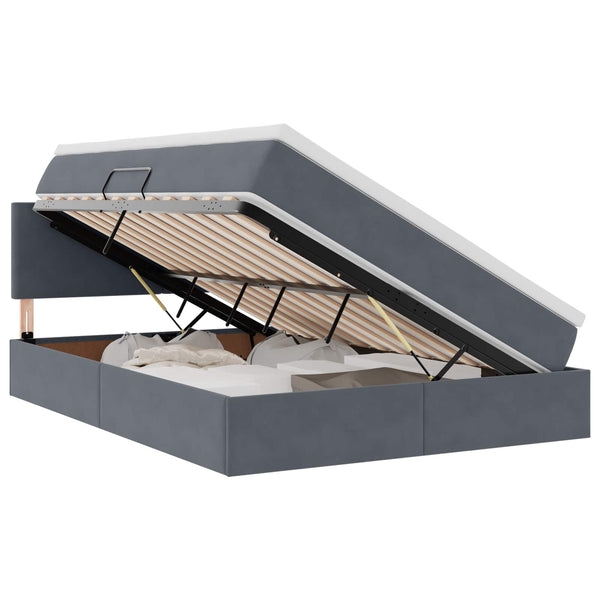 vidaXL Storage Bed with LED Dark Grey 140 x 190 cm Velvet