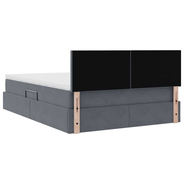 vidaXL Storage Bed with LED Dark Grey 140 x 190 cm Velvet