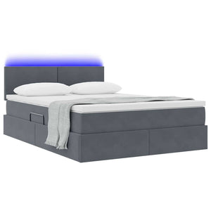 vidaXL Storage Bed with LED Dark Grey 140 x 190 cm Velvet