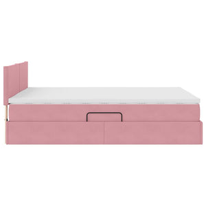 vidaXL Storage Bed with LED and Mattress Pink 140 x 190 cm Velvet