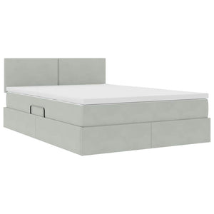 vidaXL Storage Bed with LED Light Grey 140 x 200 cm Velvet