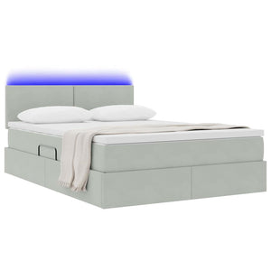 vidaXL Storage Bed with LED Light Grey 140 x 200 cm Velvet