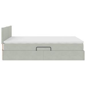vidaXL Storage Bed with LED Light Grey 140 x 200 cm Velvet