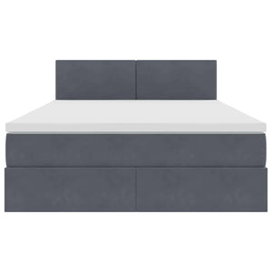 vidaXL Storage Bed with LED Dark Grey 140 x 200 cm Velvet
