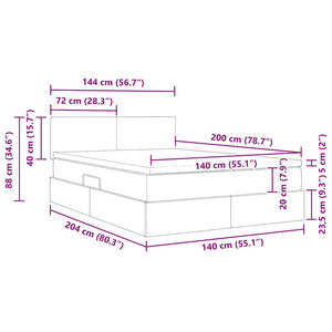 vidaXL Storage Bed with LED Black 140 x 200 cm Velvet