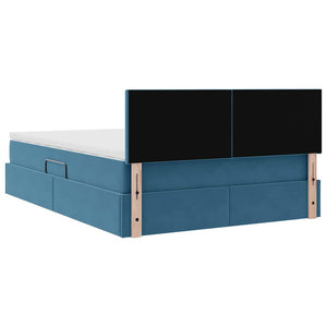 vidaXL Ottoman Bed with LED Dark Blue 140 x 200 cm Velvet