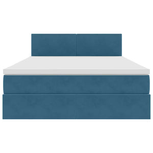 vidaXL Ottoman Bed with LED Dark Blue 140 x 200 cm Velvet