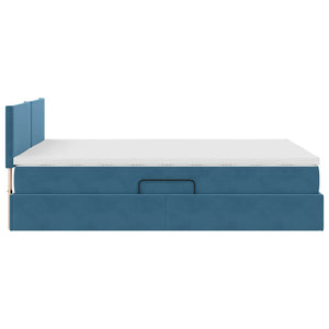 vidaXL Ottoman Bed with LED Dark Blue 140 x 200 cm Velvet