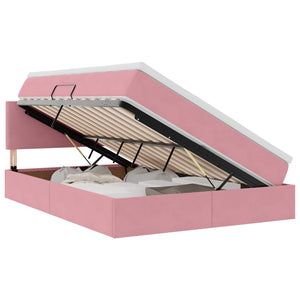 vidaXL Bed with Storage and LED with Mattress Pink 140 x 200 cm Velvet