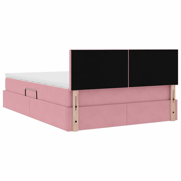 vidaXL Bed with Storage and LED with Mattress Pink 140 x 200 cm Velvet