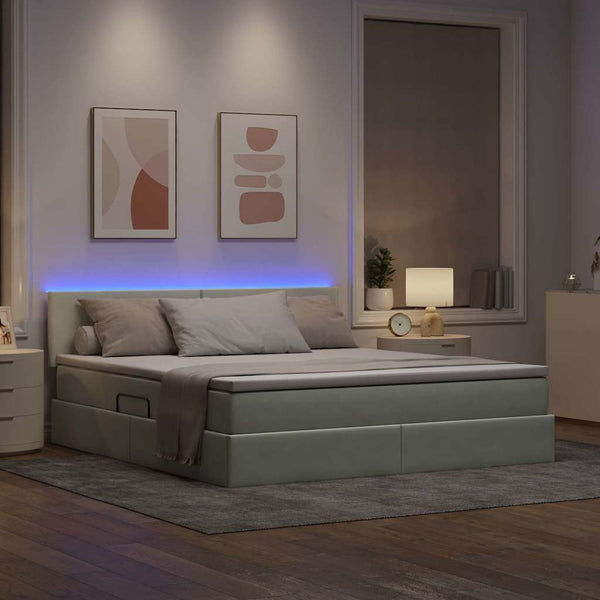 vidaXL Bed with Storage and LED Light Gray 160 x 200 cm Velvet