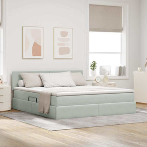 vidaXL Bed with Storage and LED Light Gray 160 x 200 cm Velvet