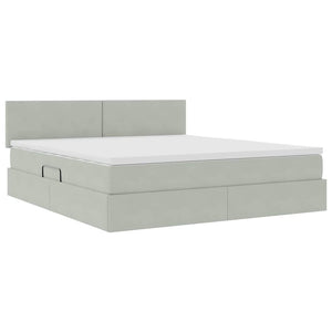 vidaXL Bed with Storage and LED Light Gray 160 x 200 cm Velvet