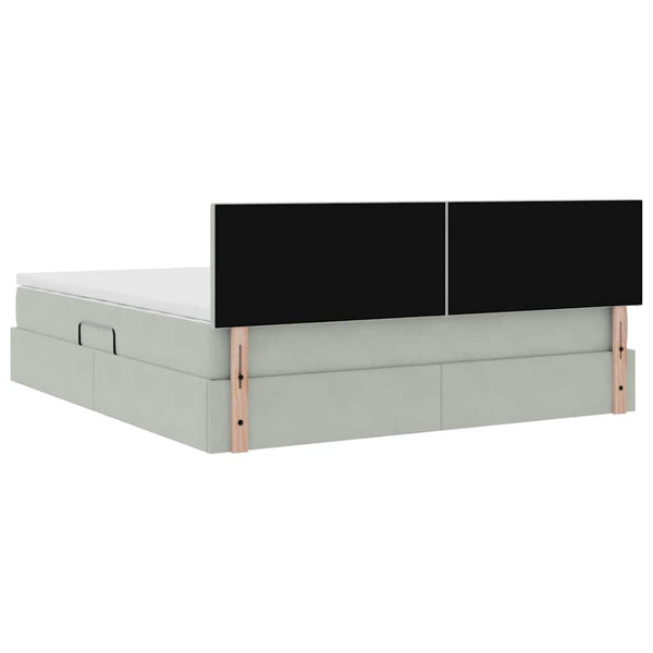 vidaXL Bed with Storage and LED Light Gray 160 x 200 cm Velvet
