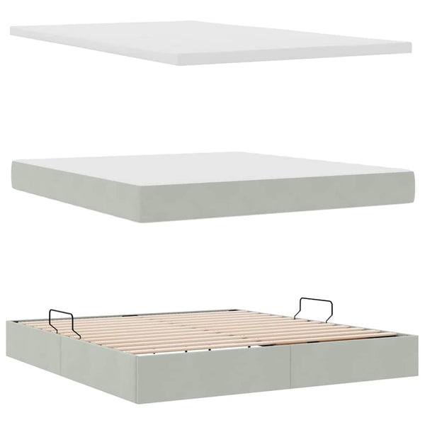 vidaXL Bed with Storage and LED Light Gray 160 x 200 cm Velvet